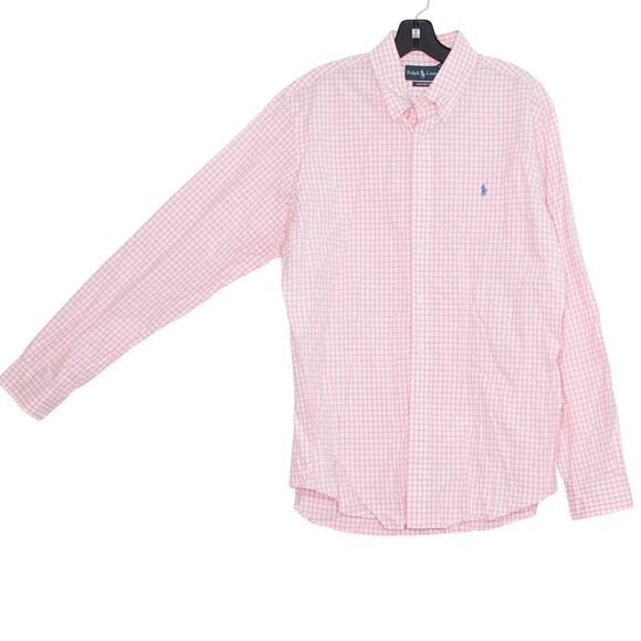 Ralph Lauren Shirt Preppy Classic Nautical Button Long Sleeve Plaid Pink Large - Picture 5 of 5